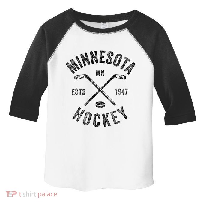Distressed Minnesota Mn Ice Hockey Sticks Vintage Toddler Fine Jersey T-Shirt