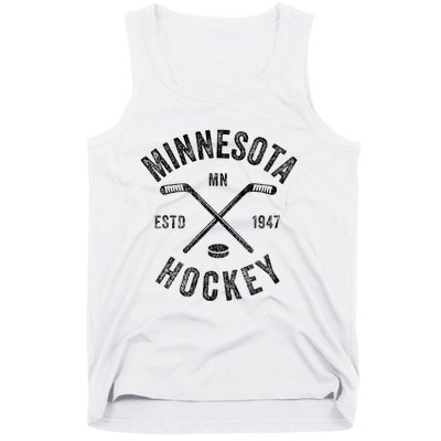 Distressed Minnesota Mn Ice Hockey Sticks Vintage Tank Top