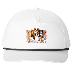 Dogs Make Me Happy Humans Make My Head Hurt Funny Dog Lover Snapback Five-Panel Rope Hat