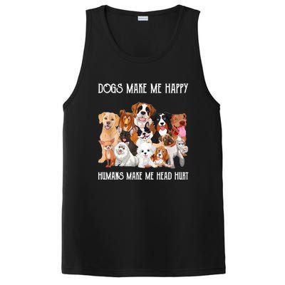 Dogs Make Me Happy Humans Make My Head Hurt Funny Dog Lover PosiCharge Competitor Tank