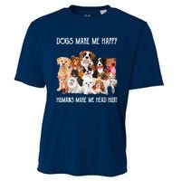 Dogs Make Me Happy Humans Make My Head Hurt Funny Dog Lover Cooling Performance Crew T-Shirt