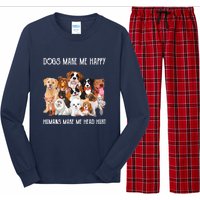 Dogs Make Me Happy Humans Make My Head Hurt Funny Dog Lover Long Sleeve Pajama Set