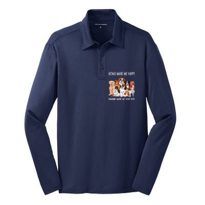 Dogs Make Me Happy Humans Make My Head Hurt Funny Dog Lover Silk Touch Performance Long Sleeve Polo