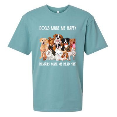 Dogs Make Me Happy Humans Make My Head Hurt Funny Dog Lover Sueded Cloud Jersey T-Shirt