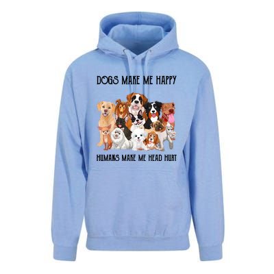 Dogs Make Me Happy Humans Make My Head Hurt Funny Dog Lover Unisex Surf Hoodie