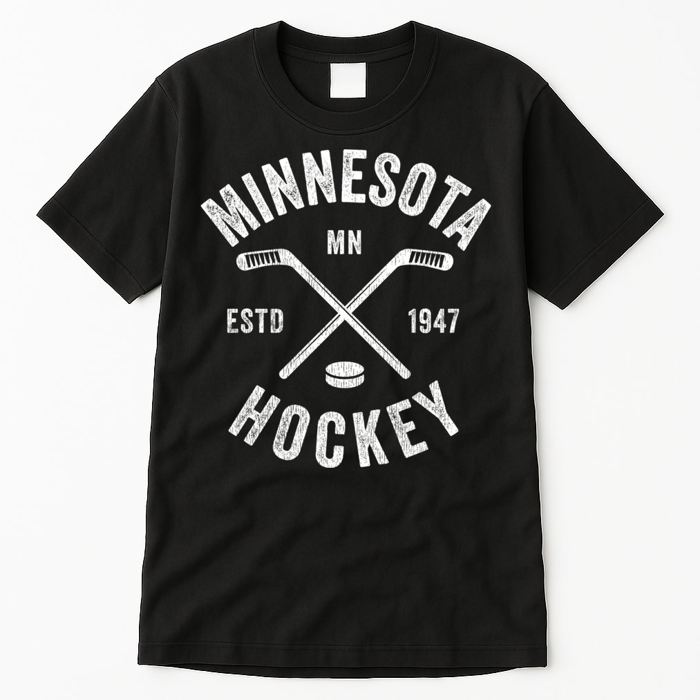 Distressed Minnesota Mn Ice Hockey Sticks Vintage Gift Meaningful Gift Tall T-Shirt