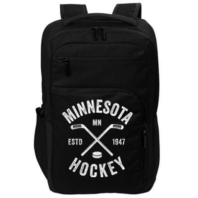 Distressed Minnesota Mn Ice Hockey Sticks Vintage Gift Meaningful Gift Impact Tech Backpack