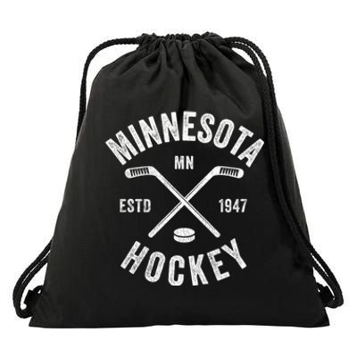 Distressed Minnesota Mn Ice Hockey Sticks Vintage Gift Meaningful Gift Drawstring Bag