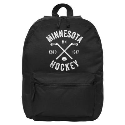 Distressed Minnesota Mn Ice Hockey Sticks Vintage Gift Meaningful Gift 16 in Basic Backpack