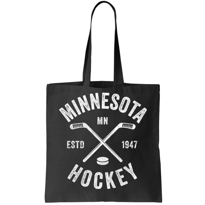 Distressed Minnesota Mn Ice Hockey Sticks Vintage Gift Meaningful Gift Tote Bag