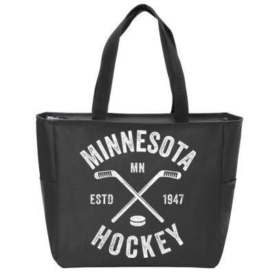 Distressed Minnesota Mn Ice Hockey Sticks Vintage Gift Meaningful Gift Zip Tote Bag