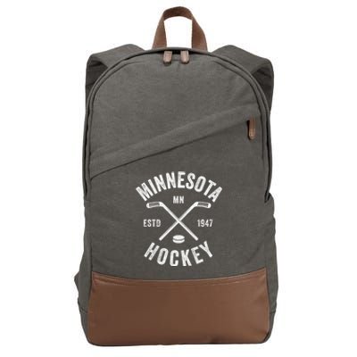 Distressed Minnesota Mn Ice Hockey Sticks Vintage Gift Meaningful Gift Cotton Canvas Backpack