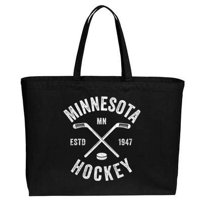 Distressed Minnesota Mn Ice Hockey Sticks Vintage Gift Meaningful Gift Cotton Canvas Jumbo Tote