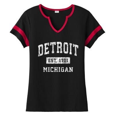 Detroit Michigan Mi Vintage Established Sports Ladies Halftime Notch Neck Tee