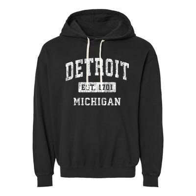 Detroit Michigan Mi Vintage Established Sports Garment-Dyed Fleece Hoodie