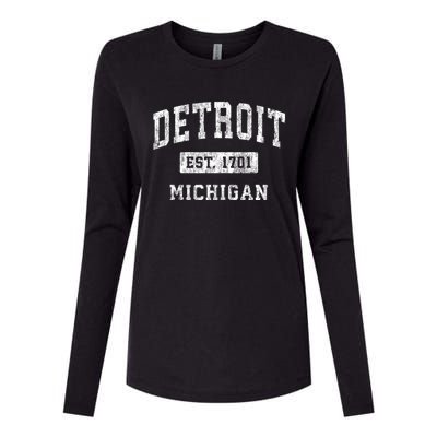 Detroit Michigan Mi Vintage Established Sports Womens Cotton Relaxed Long Sleeve T-Shirt