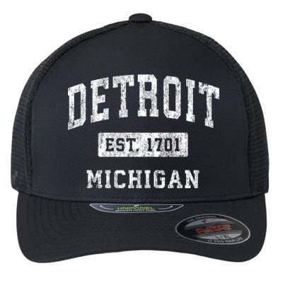 Detroit Michigan Mi Vintage Established Sports Flexfit Unipanel Trucker Cap