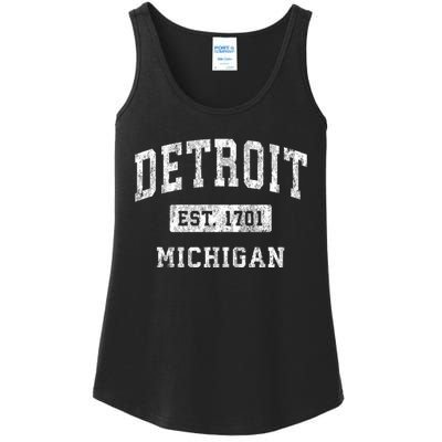 Detroit Michigan Mi Vintage Established Sports Ladies Essential Tank