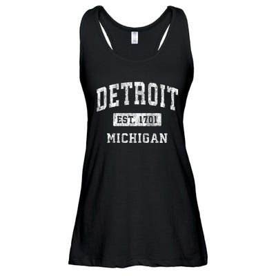 Detroit Michigan Mi Vintage Established Sports Ladies Essential Flowy Tank