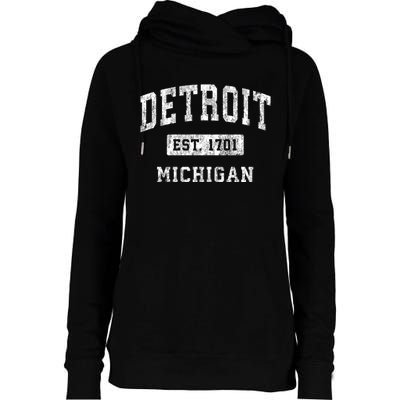 Detroit Michigan Mi Vintage Established Sports Womens Funnel Neck Pullover Hood