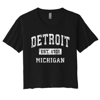 Detroit Michigan Mi Vintage Established Sports Women's Crop Top Tee