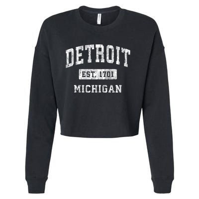 Detroit Michigan Mi Vintage Established Sports Cropped Pullover Crew