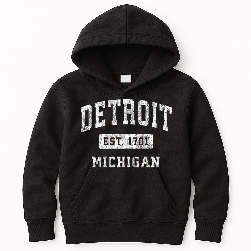 Detroit Michigan Mi Vintage Established Sports Kids Hoodie