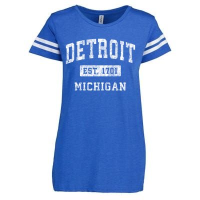 Detroit Michigan Mi Vintage Established Sports Enza Ladies Jersey Football T-Shirt