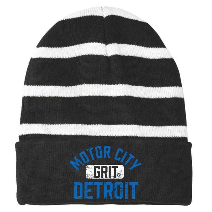 Detroit Michigan Motor City Grit Detroit Motor City Grit Striped Beanie with Solid Band