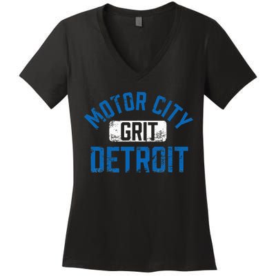 Detroit Michigan Motor City Grit Detroit Motor City Grit Women's V-Neck T-Shirt