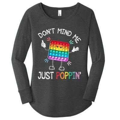 Don't Mind Me Just Poppin' Trendy Sensory Fidget Toy Funny Women's Perfect Tri Tunic Long Sleeve Shirt