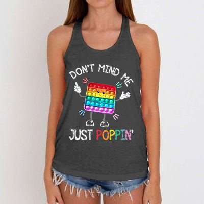 Don't Mind Me Just Poppin' Trendy Sensory Fidget Toy Funny Women's Knotted Racerback Tank