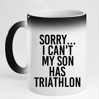 Dad Mom My Son Has Triathlon Gift 11oz Black Color Changing Mug