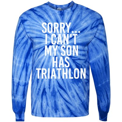 Dad Mom My Son Has Triathlon Gift Tie-Dye Long Sleeve Shirt