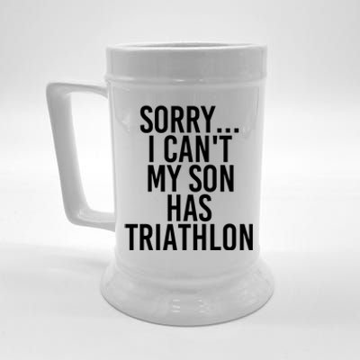 Dad Mom My Son Has Triathlon Gift Beer Stein