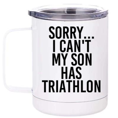 Dad Mom My Son Has Triathlon Gift 12 oz Stainless Steel Tumbler Cup