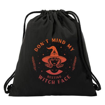 Don_t Mind My Resting Witch Face Feminist Witch Halloween Drawstring Bag