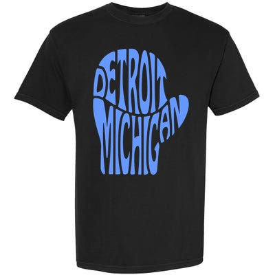 Detroit Michigan Mitten Shaped Word Art Garment-Dyed Heavyweight T-Shirt