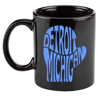 Detroit Michigan Mitten Shaped Word Art 11oz C Handle Ceramic Mug
