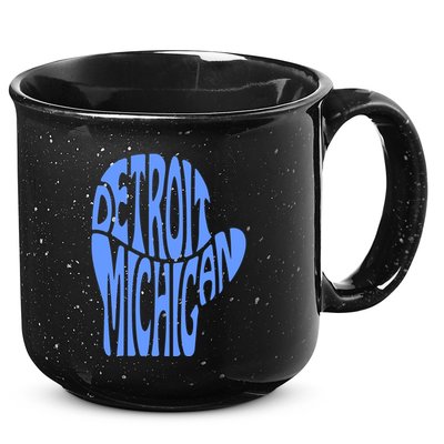 Detroit Michigan Mitten Shaped Word Art 15oz Campfire Ceramic Mug