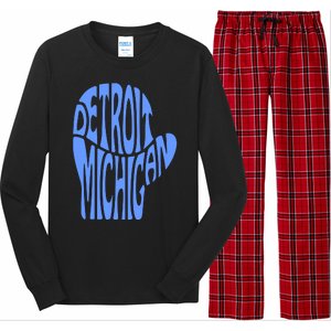 Detroit Michigan Mitten Shaped Word Art Long Sleeve Pajama Set