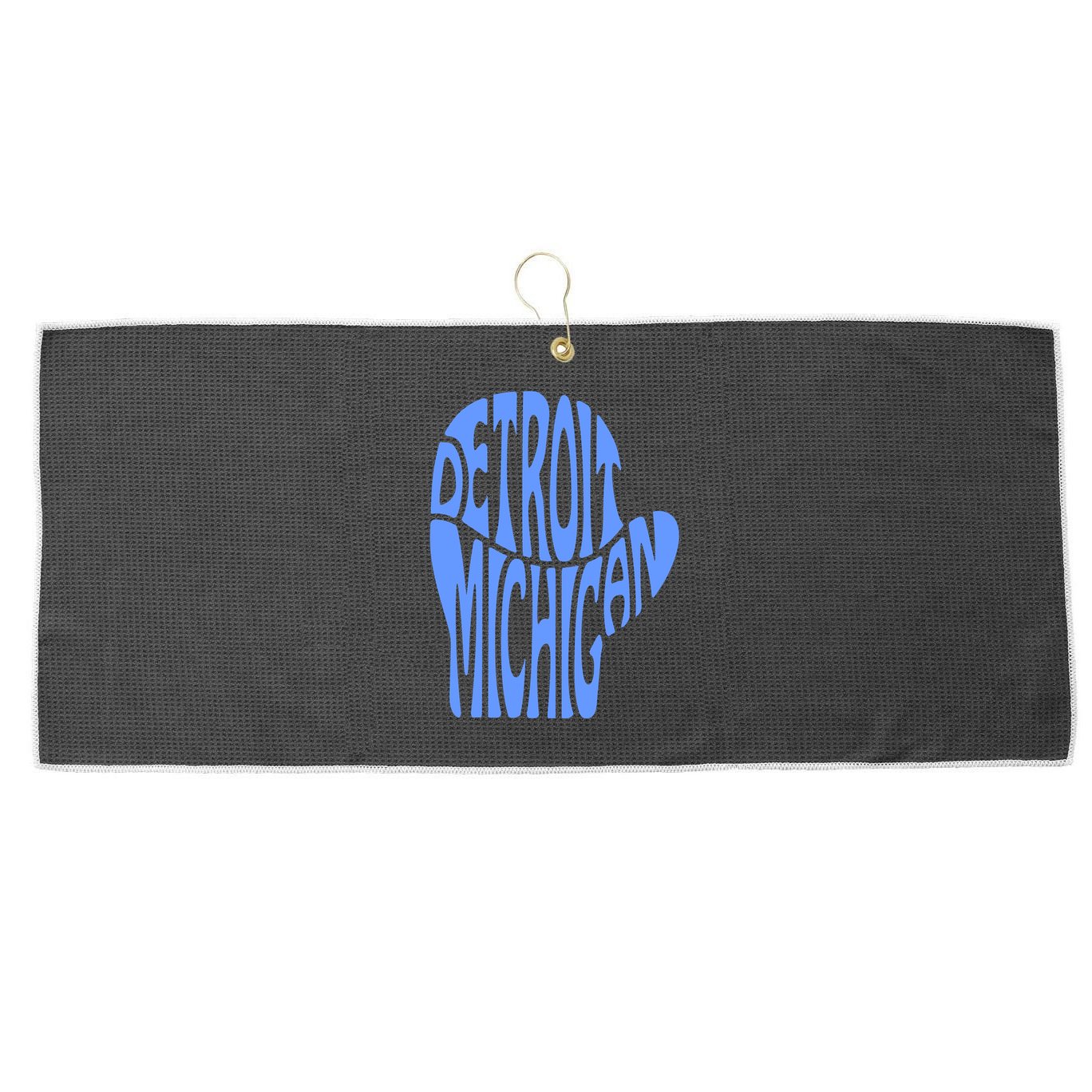 Detroit Michigan Mitten Shaped Word Art Large Microfiber Waffle Golf Towel