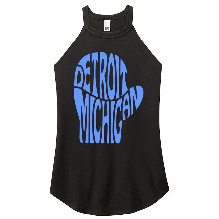 Detroit Michigan Mitten Shaped Word Art Women's Perfect Tri Rocker Tank
