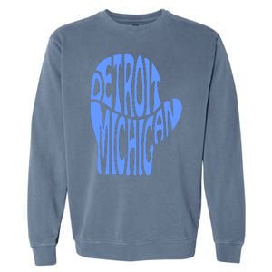 Detroit Michigan Mitten Shaped Word Art Garment-Dyed Sweatshirt