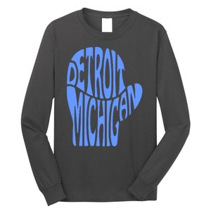 Detroit Michigan Mitten Shaped Word Art Long Sleeve Shirt