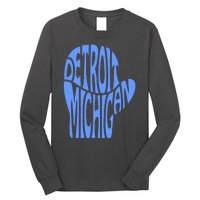 Detroit Michigan Mitten Shaped Word Art Long Sleeve Shirt