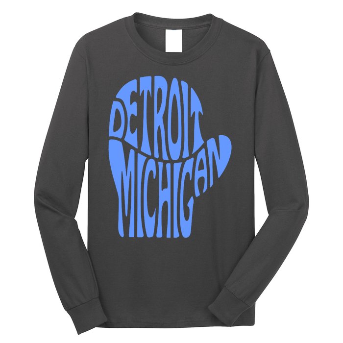 Detroit Michigan Mitten Shaped Word Art Long Sleeve Shirt