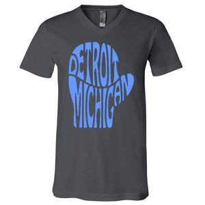 Detroit Michigan Mitten Shaped Word Art V-Neck T-Shirt