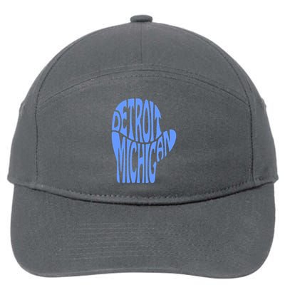 Detroit Michigan Mitten Shaped Word Art 7-Panel Snapback Hat