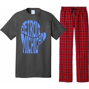 Detroit Michigan Mitten Shaped Word Art Pajama Set